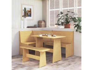 vidaxl Banco de esquina REINE madera maciza de pino marrón miel 151 cm