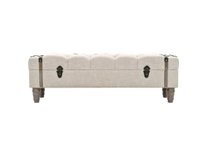 vidaxl Banco de almacenamiento madera maciza y acero 111x34x37 cm