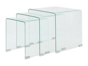 vidaxl Bijzettafel set 3-dlg transparant gehard glas