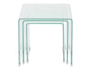 vidaxl Bijzettafel set 3-dlg transparant gehard glas