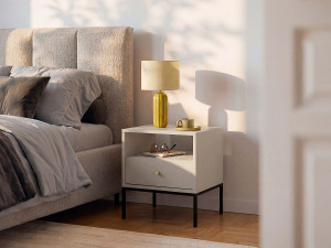 Vente-unique Set van 2 nachtkastjes - 1 lade en 1 nis - Beige - BOGDAN
