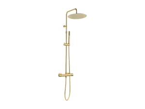 Delice II columna de ducha termostática oro cepillado con cuerpo frío Essebagno