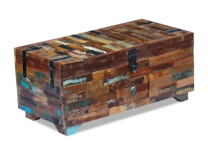 vidaxl Mesa de centro baúl de madera maciza reciclada 80x40x35 cm