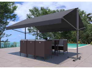 Concept-Usine Dubbel hellend zonnescherm grijs 4x3m ISEO - Zon- en waterbestendige bescherming voor buiten tuin