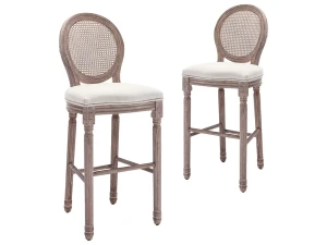vidaxl Taburete de cocina 2 unidades lino blanco