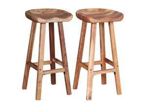 vidaxl Bancos de bar 2 pcs madeira acácia maciça