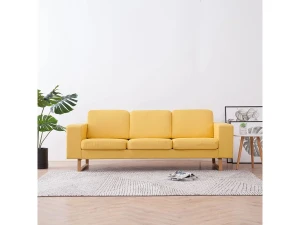 vidaxl Sofá de 3 plazas de tela amarillo