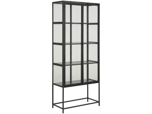 ebuy24 Sea vitrinekast A, 2 glazen deuren en 4 legplanken zwart.