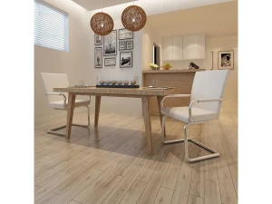 vidaxl Sillas de comedor voladizas 2 unidades cuero sintético blanco