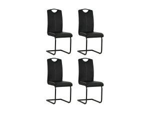 vidaxl Sillas de comedor voladizas 4 unidades cuero sintético negro