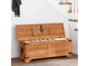 vidaxl Cofre de almacenamiento de madera de mango rugosa