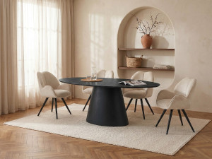 Vente-unique Eettafel voor 6 personen in mdf - Zwart - ANTELADA