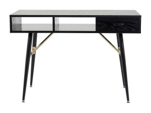 ebuy24 GoldDesk bureau met plank en lade 110x60 cm zwart.