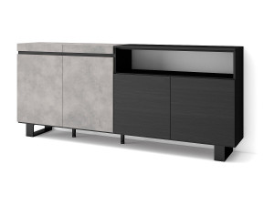 Skraut Home Dressoir, Opbergkast, 200x35x87cm, 4 Deuren, Industrieel design, Cement