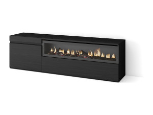 Skraut Home TV-Meubel, Lowboard, 150x35x45cm, Voor tv's tot 65", Elektrische haard, Zwart