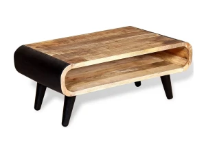 vidaxl Mesa de centro de madera de mango rugosa 90x55x39 cm