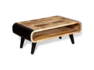 vidaxl Mesa de centro de madera de mango rugosa 90x55x39 cm