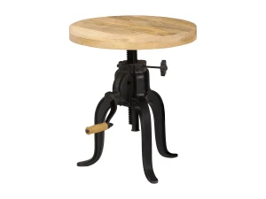 vidaxl Mesa auxiliar 45x(45-62) cm madera de mango y hierro fundido