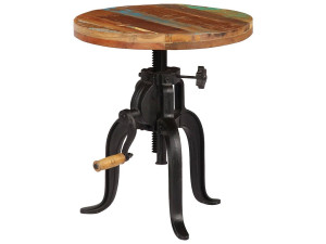vidaxl Bijzettafel 45x(45-62) cm massief sloophout en gietijzer