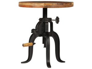 vidaxl Bijzettafel 45x(45-62) cm massief sloophout en gietijzer