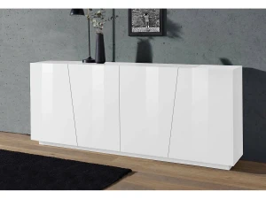 Dmora Aparador Dliguor, aparador de cozinha 4 portas, Buffet de sala, 100% Fabricado na Itália, 200x43h86 cm, Branco brilhante