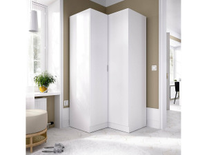 Dmora Dcipo kledingkast, Hoekkast voor slaapkamer, Hoekkast met 2 draaideuren, 91x93h184 cm, Wit