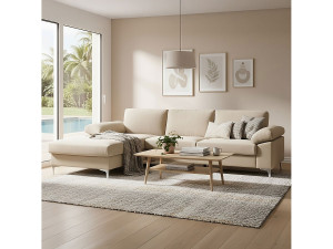 Concept-Usine Hoekbank 4-5 zitplaatsen Velours Beige GALWAY