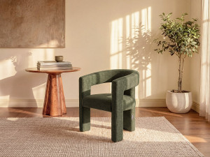 Unique Sillón de tela verde FAVINA