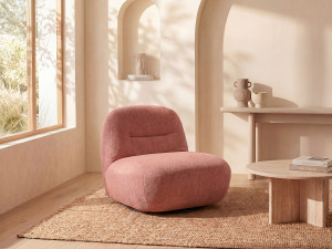 Vente-unique Draaifauteuil van terracottakleurige stof met textuur POZETI