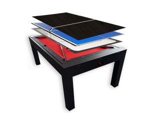 ELITESHOPPING 7 FT Red Air Hockey Multi-Game Biljarttafel + Tennistafel + Tafelblad – Rocket