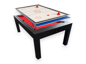 ELITESHOPPING 7 FT Red Air Hockey Multi-Game Biljarttafel + Tennistafel + Tafelblad – Rocket