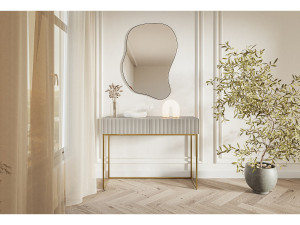SELSEY Kaptafel - 110 cm - taupe (grijsbeige) met gouden poten - VELDIO