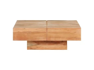 vidaxl Mesa de centro de madera maciza de acacia 80x80x28 cm