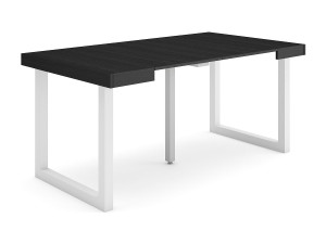 Skraut Home Uitschuifbare Consoletafel, 160x90x73cm, Voor 8 personen, Massief houten poten, Zwart