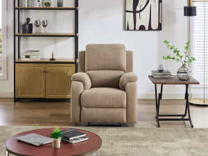 Unique Fotel z funkcją relax z mikrofibry taupe - BRODY
