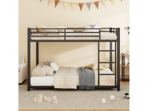 Merax Stapelbed 2 x 140 x 200 cm - ijzeren bed - eenvoudige stijl - zwart