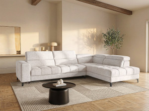 Unique Sofá rinconera derecha relax eléctrico con asiento deslizante de tela beige MONISO