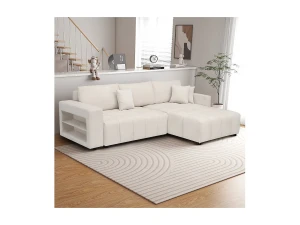 Habitat et jardin Sofá cama esquinero 3 plazas en tejido de chenilla - "Trocadero" - Beige