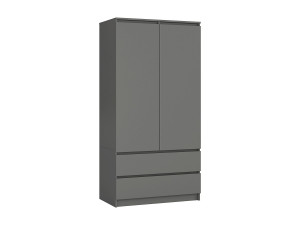 Kleidingkast S90 met 2 Deuren en 2 Lades / AKORD Furniture Factory / Grafietgrijs / 90 x 180 x 51 cm