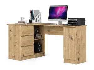 Akord Hoekbureau B20 155 cm Links - Eiken Artisan - 3 Laden en 4 Planken