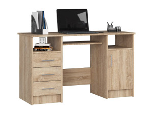 Akord Bureau ANA met 3 Laden / Computerbureau / Computer Tafel / Bureautafel / Sonoma Eik / 124 x 77 x 52 cm