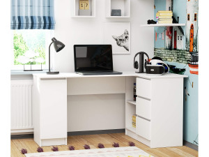 Akord Hoekbureau Rechts B20 / Computerbureau / Computer Tafel / Bureautafel Rechts /Wit / 155 x 77 x 85 cm