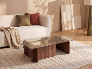 Vente-unique Salontafel van gehard glas - Naturel en transparant - AZRA