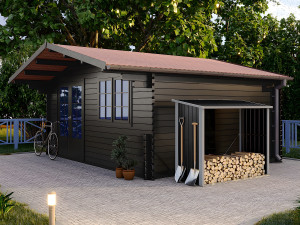 Vente-unique Houtstapelplaats van metaal in gegalvaniseerd staal 1,69 m3 - 2 stère - L182 x P83 x H148 cm - DERWOOD