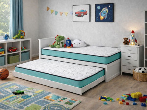 Dormissimo Set van 2 PROMO CONFORT Schuimmatrassen 90x200 cm   Jeugd   Hoogte 14 cm   Zacht Comfort   Uitschuifbedden