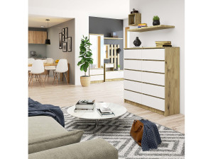 Ladekast K120 met 10 Lades / AKORD Furniture Factory / Artisan Eik - Wit / 120 x 121 x 40 cm