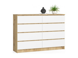 Ladekast K140 met 8 Lades / AKORD Furniture Factory / Artisan Eik - Wit / 138 x 99 x 40 cm