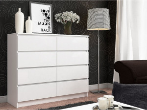 Ladekast K120 met 8 Lades / AKORD Furniture Factory / Wit / 120 x 99 x 40 cm