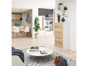 Ladekast K60 met 5 Lades / AKORD Furniture Factory / Wit – Sonoma Eik / 60 x 121 x 40 cm