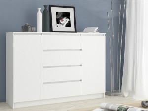 Ladekast K160 met 4 Lades en 2 Deuren / AKORD Furniture Factory / Wit / 160 x 99 x 40 cm